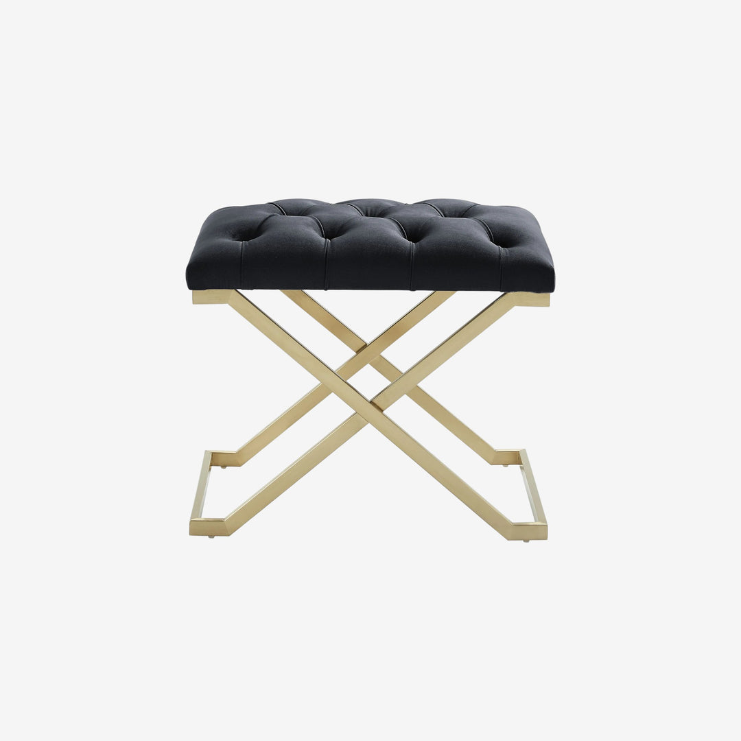 Laurel Metallic Accent Bench in Fabric Upholstery - Black/ Gold