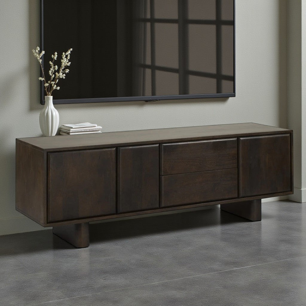 Quantum 63" TV Stand With Storage Cabinets - Dark Walnut