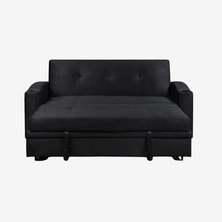 Hailey Fabric Upholstered Sofa Bed With Cup Holders - Black