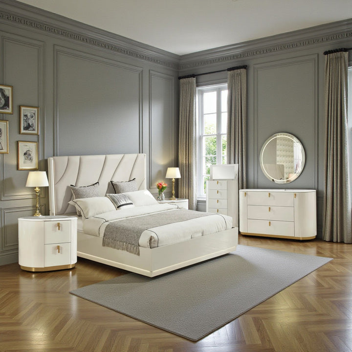 Jerome 8-Piece Bedroom Set - Beige | Contemporary, Sleek, Durable & Storage Solution