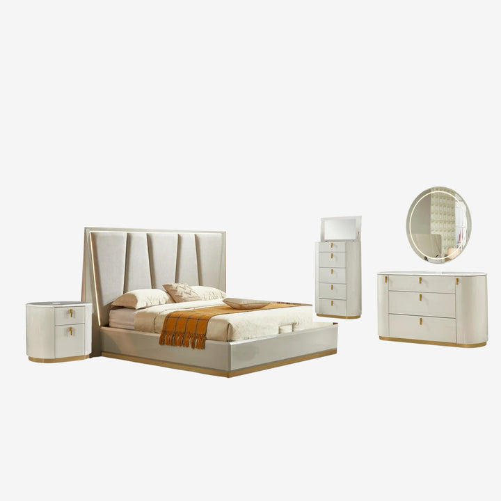 Easton 8-Piece Bedroom Set - Beige | Timeless, Stylish, Sturdy & Storage Solution