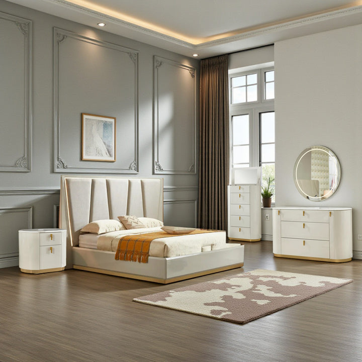 Easton 8-Piece Bedroom Set - Beige | Timeless, Stylish, Sturdy & Storage Solution