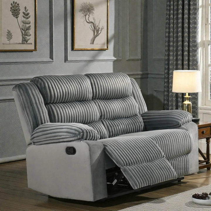 Nathan Manual Recliner Loveseat In Fabric Upholstery - Grey