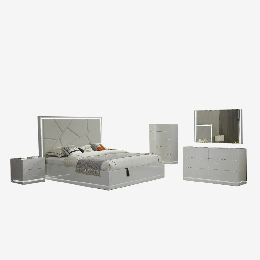 Fiat 8-Piece Bedroom Set - Grey | Modern, Sleek, Durable & Storage Solution