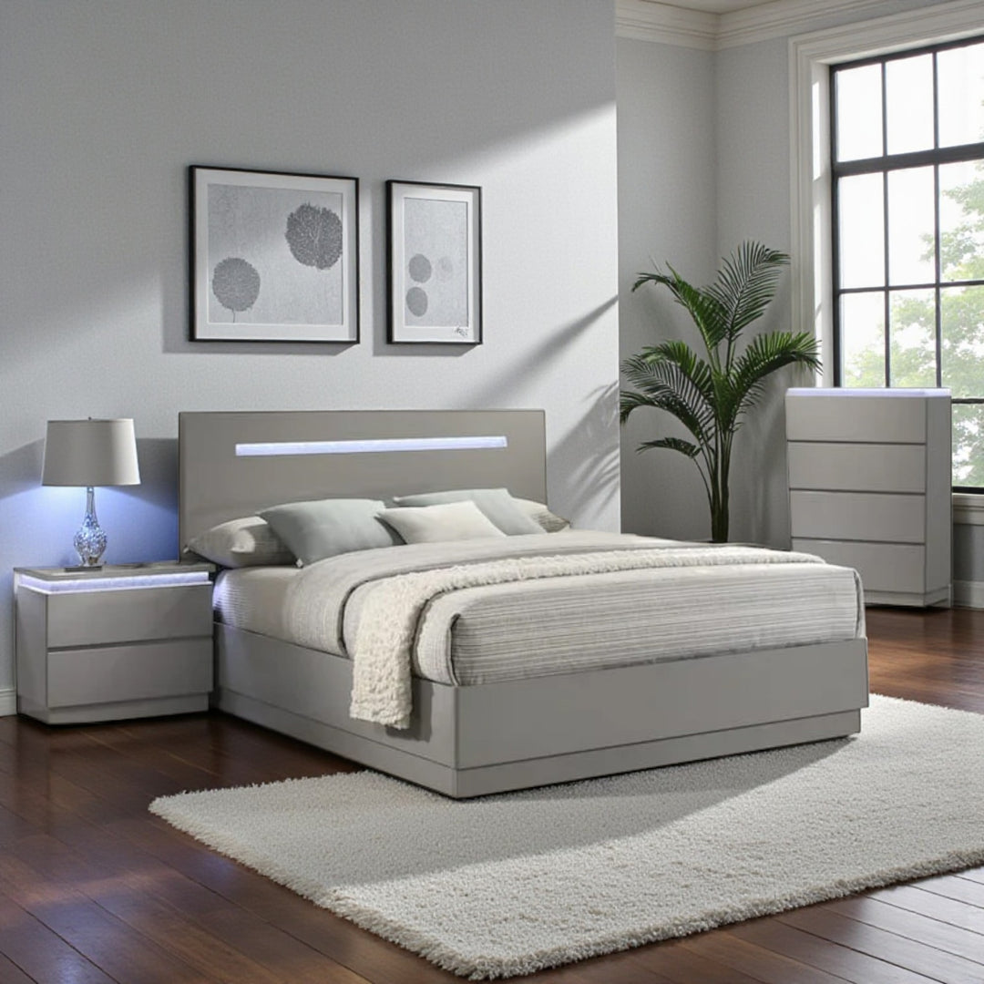 Fiat 8-Piece Bedroom Set - Grey | Modern, Sleek, Durable & Storage Solution