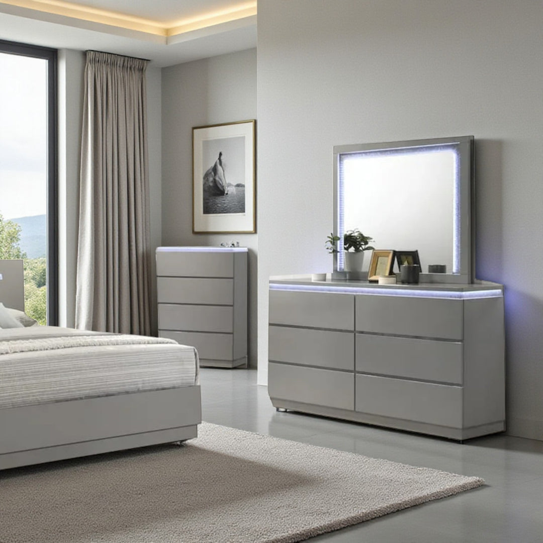 Fiat 8-Piece Bedroom Set - Grey | Modern, Sleek, Durable & Storage Solution