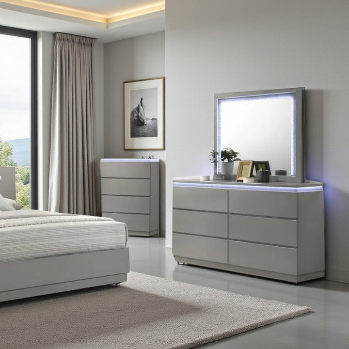 Fiat 8-Piece Bedroom Set - Grey | Modern, Sleek, Durable & Storage Solution