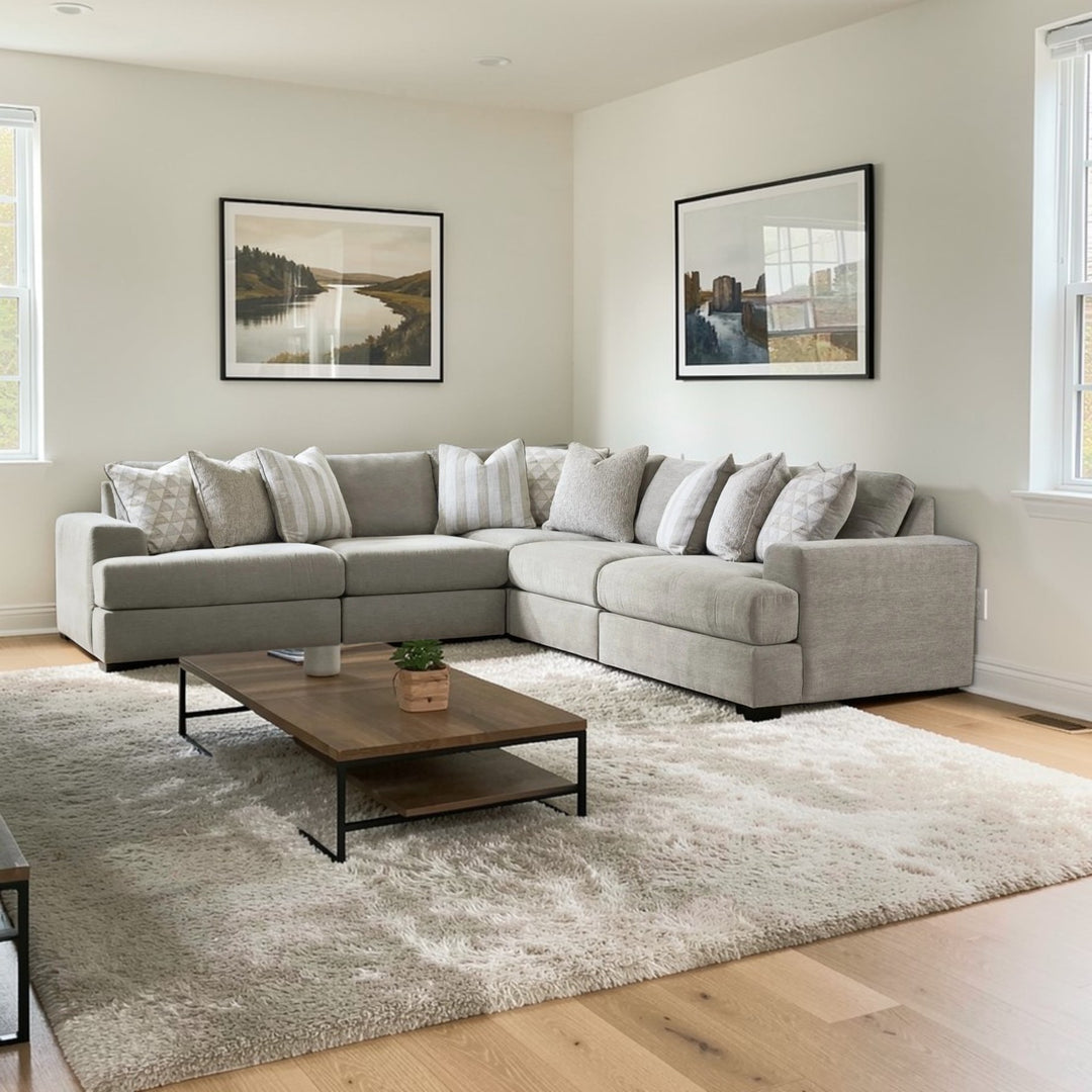 58103S6 Avaliyah 5-Piece Sectional Sofa In Fabric Upholstery - Ash | Signature Design By Ashley