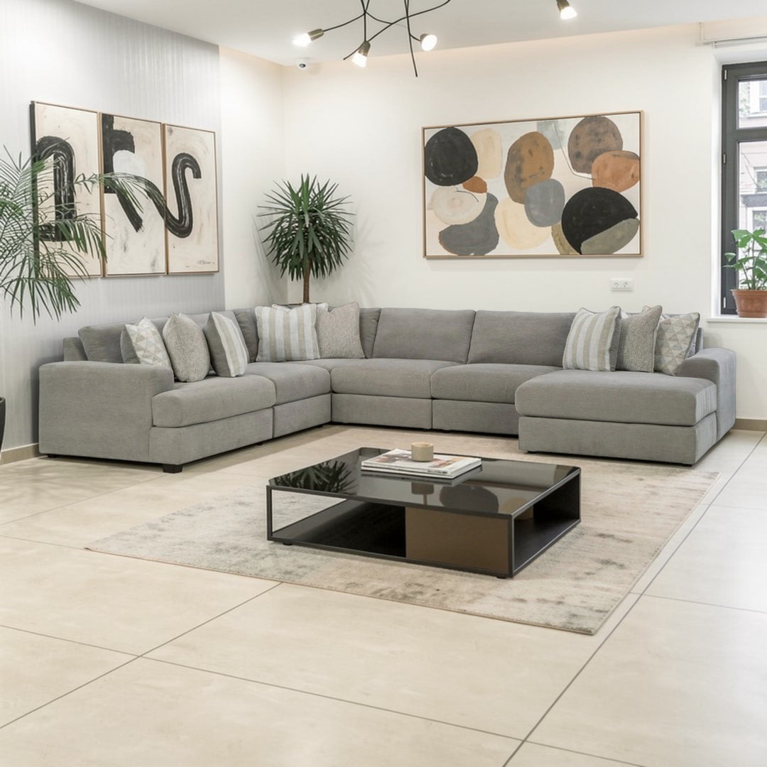 Avaliyah 6-Piece Fabric Sectional Sofa With Chaise - Ash | Signature Design By Ashley