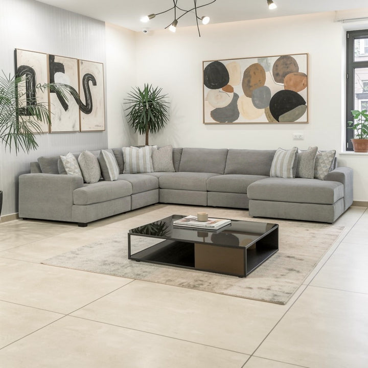Avaliyah 6-Piece Fabric Sectional Sofa With Chaise - Ash | Signature Design By Ashley