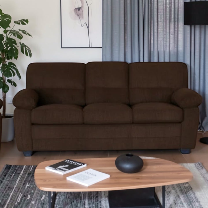 Rolex 3-Piece Stationary Sofa Set In Fabric Upholstery - Brown