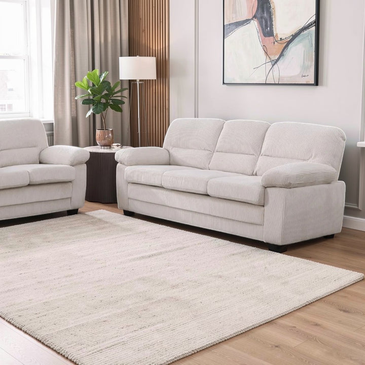 Rolex 3-Piece Stationary Sofa Set In Fabric Upholstery - Beige