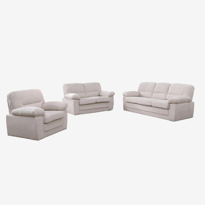 Rolex 3-Piece Stationary Sofa Set In Fabric Upholstery - Beige