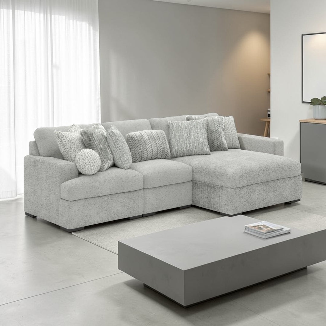 Cuddle 3-Piece Sectional Sofa In Fabric Upholstery - Arctic | Signature Design By Ashley