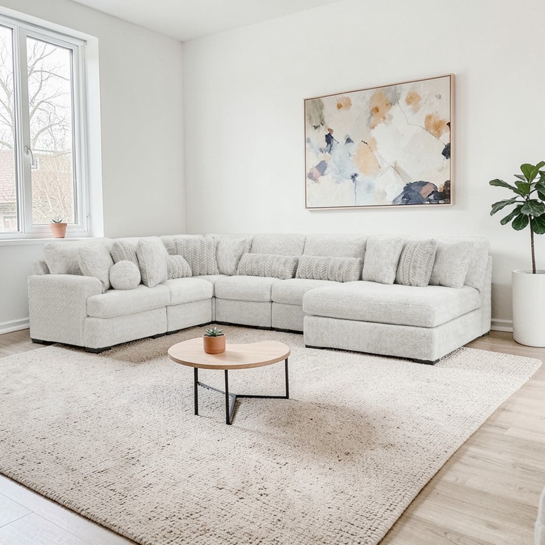 Cuddle 6-Piece Sectional Sofa In Fabric Upholstery - Arctic | Signature Design By Ashley