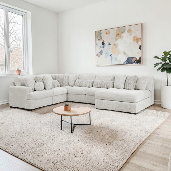 Cuddle 6-Piece Sectional Sofa In Fabric Upholstery - Arctic | Signature Design By Ashley