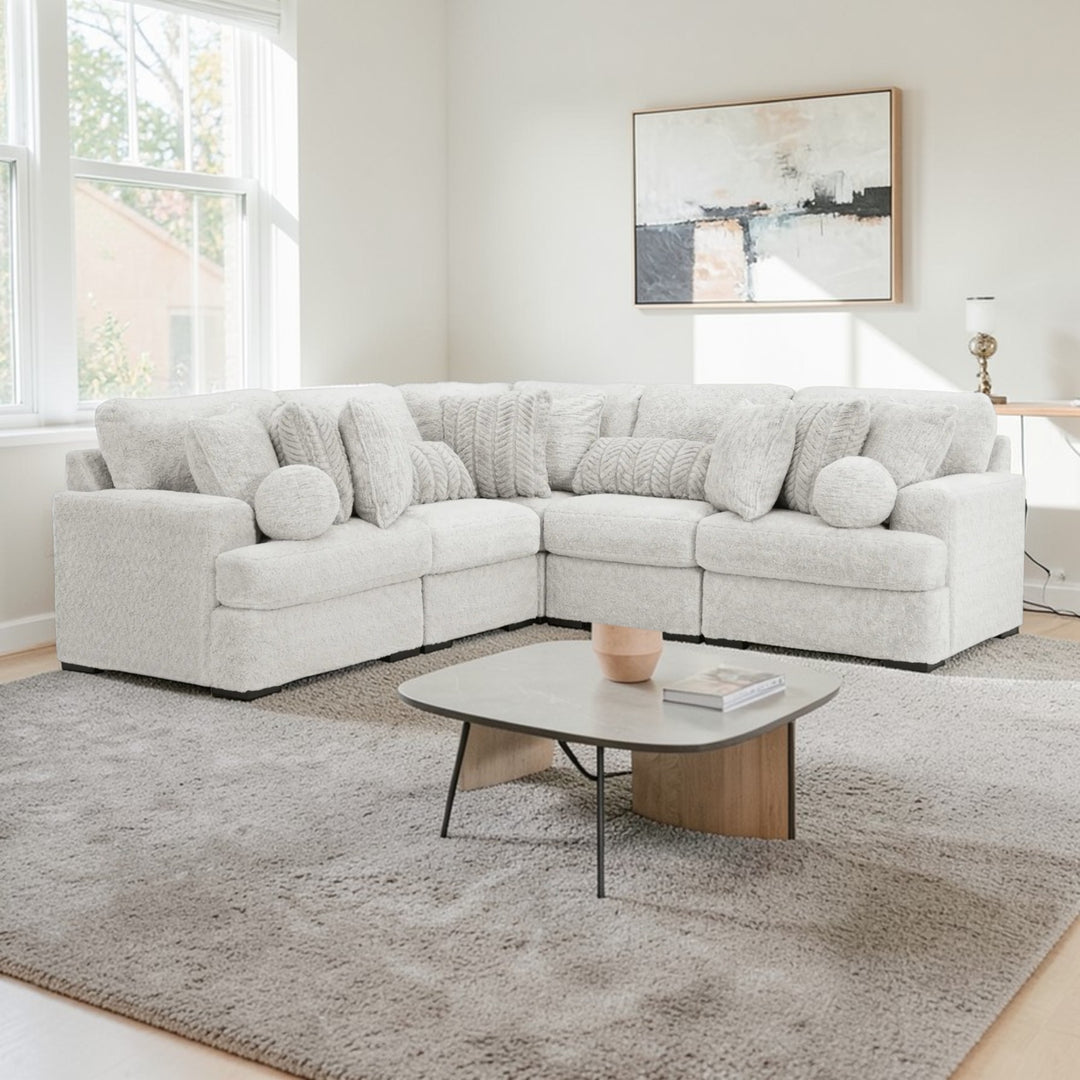 PC59106S2 Cuddle 5-Piece Sectional Sofa In Fabric Upholstery - Arctic | Signature Design By Ashley