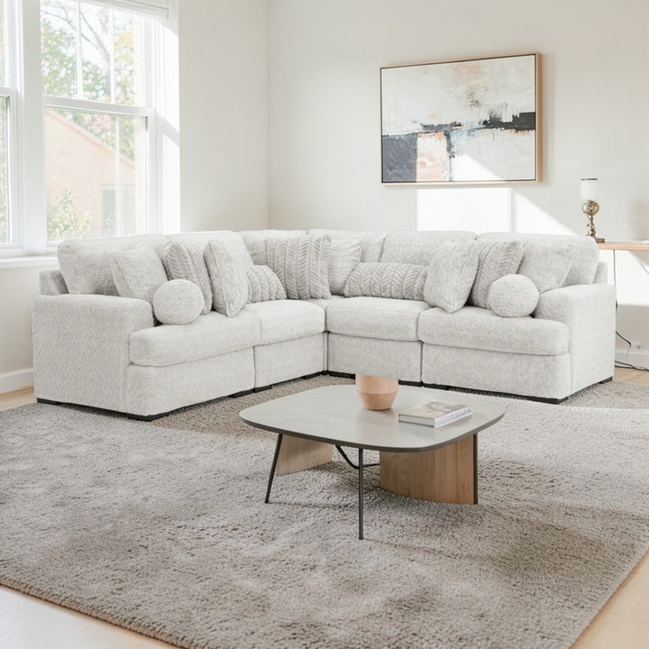 PC59106S2 Cuddle 5-Piece Sectional Sofa In Fabric Upholstery - Arctic | Signature Design By Ashley
