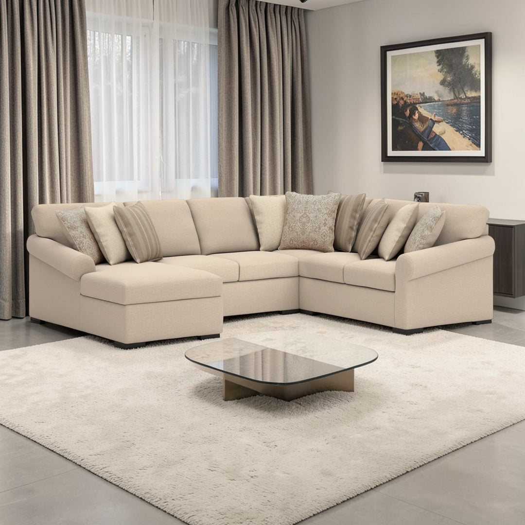 LadyMae 4-Piece Fabric Sectional Sofa With Chaise - Twill | Benchcraft By Ashley
