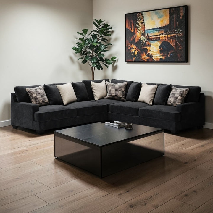 59603S1 Lavernett 3-Piece Sectional Sofa In Fabric Upholstery - Charcoal | Signature Design By Ashley