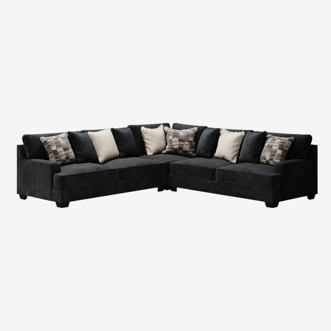 59603S1 Lavernett 3-Piece Sectional Sofa In Fabric Upholstery - Charcoal | Signature Design By Ashley