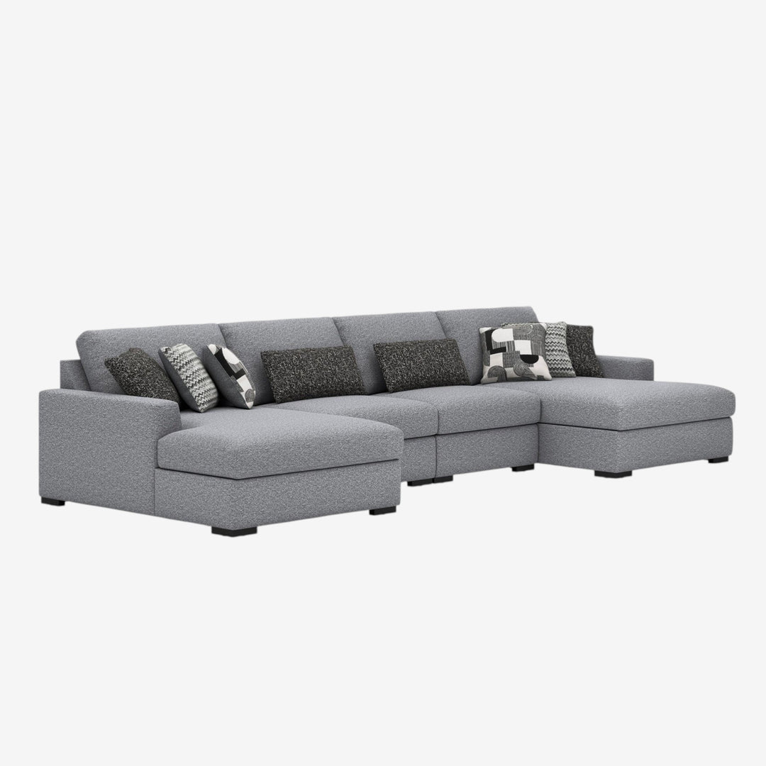 61305S9 Bealton 4-Piece Fabric Sectional Sofa With Dual Chaise - Salt and Pepper | Benchcraft By Ashley