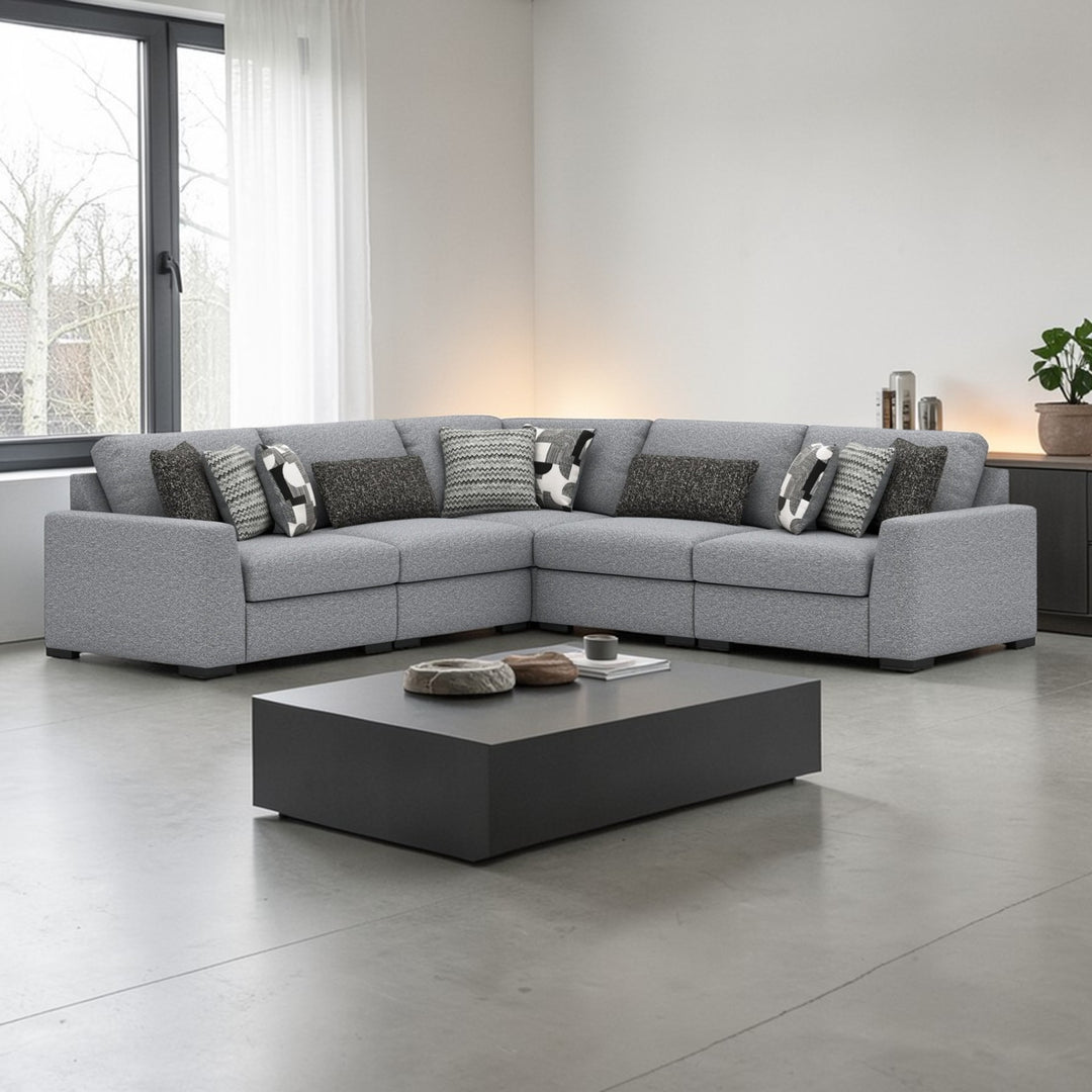 61305S6 Bealton 5-Piece Sectional Sofa In Fabric Upholstery - Salt and Pepper | Benchcraft By Ashley