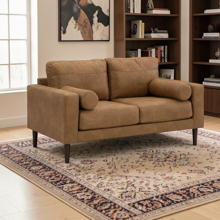 4100235 Telora Loveseat In Leather Upholstery - Caramel | Signature Design By Ashley