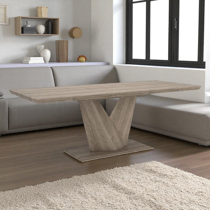 Dapper Dining Table Set For 6 With Faux Leather Upholstered Chairs - Oak/ Grey