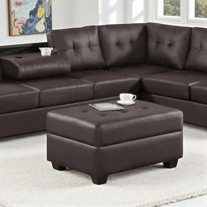 Marcel Leather Upholstered Sectional Sofa With Reversible Chaise - Dark Brown