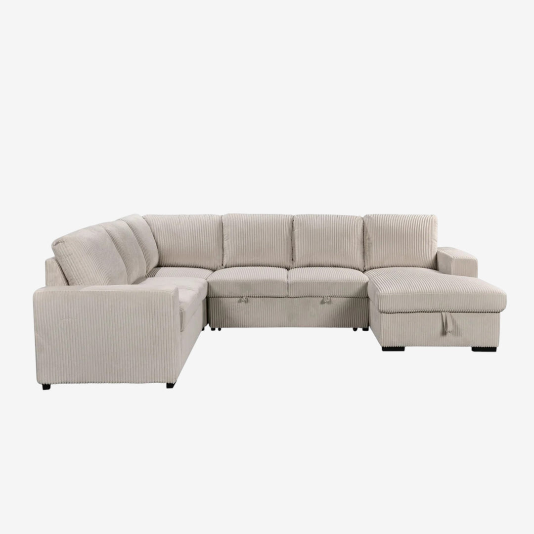 Billy RAF Sectional Sofa Bed In Fabric Upholstery - Beige