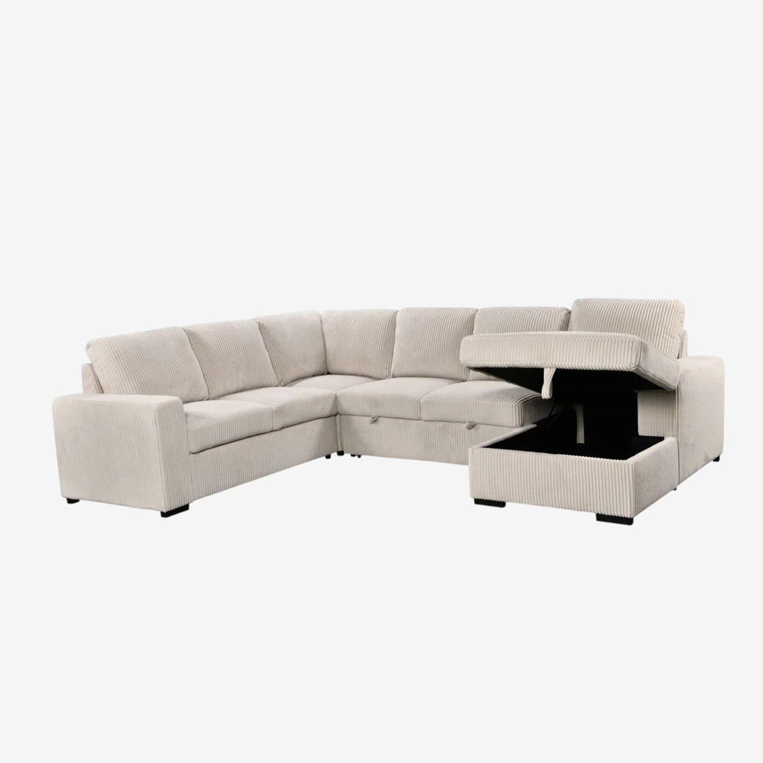 Billy RAF Sectional Sofa Bed In Fabric Upholstery - Beige