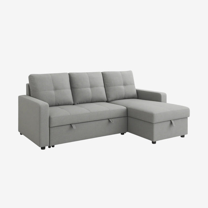 Marcus Reversible Sectional Sofa Bed In Fabric Upholstery - Grey