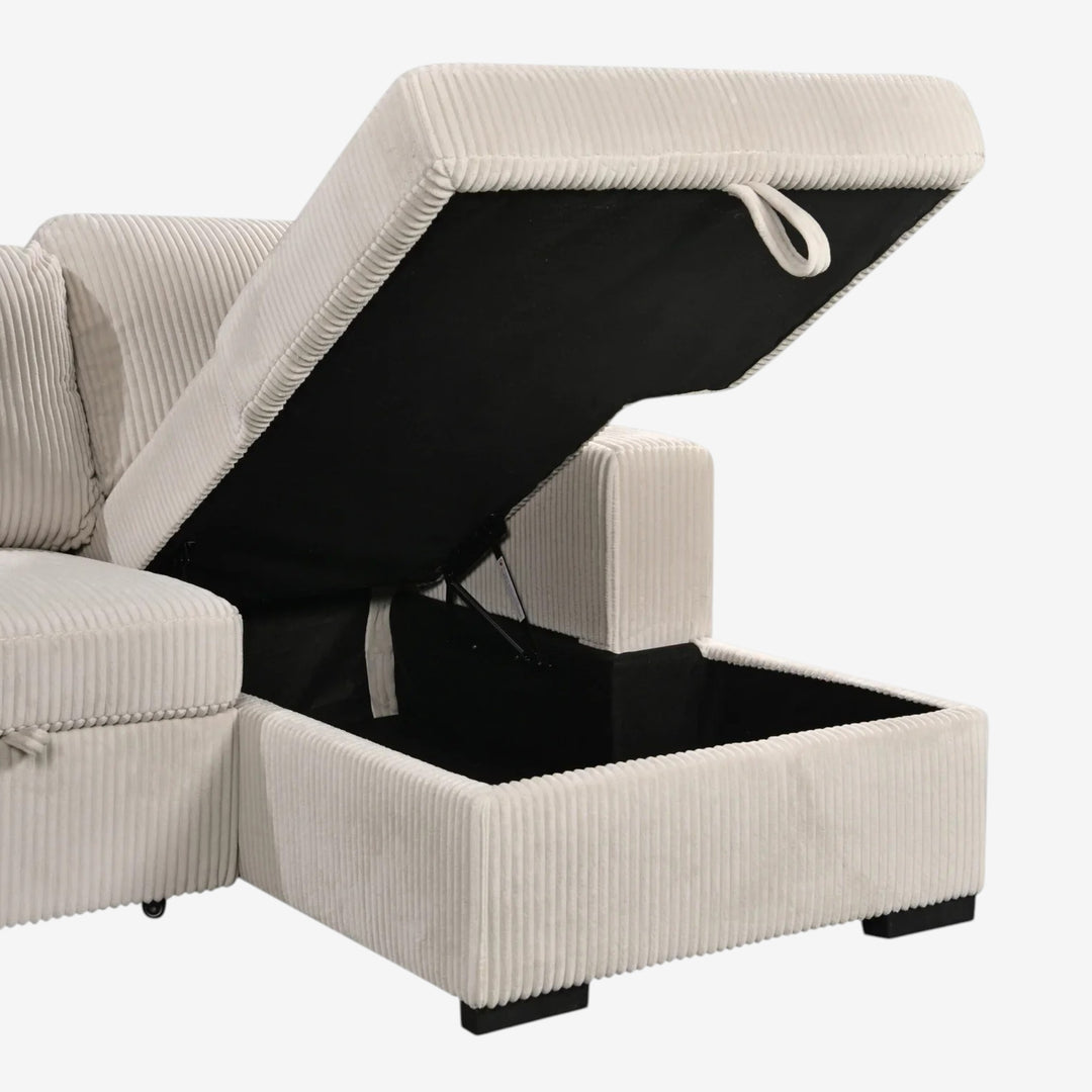 Billy RAF Sectional Sofa Bed In Fabric Upholstery - Beige