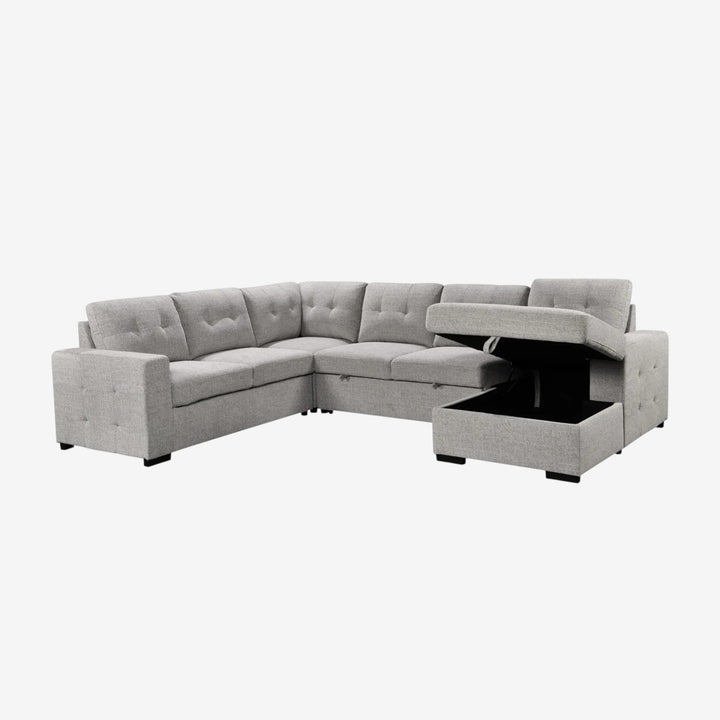 Roston RAF Sectional Sofa Bed In Fabric Upholstery - Grey