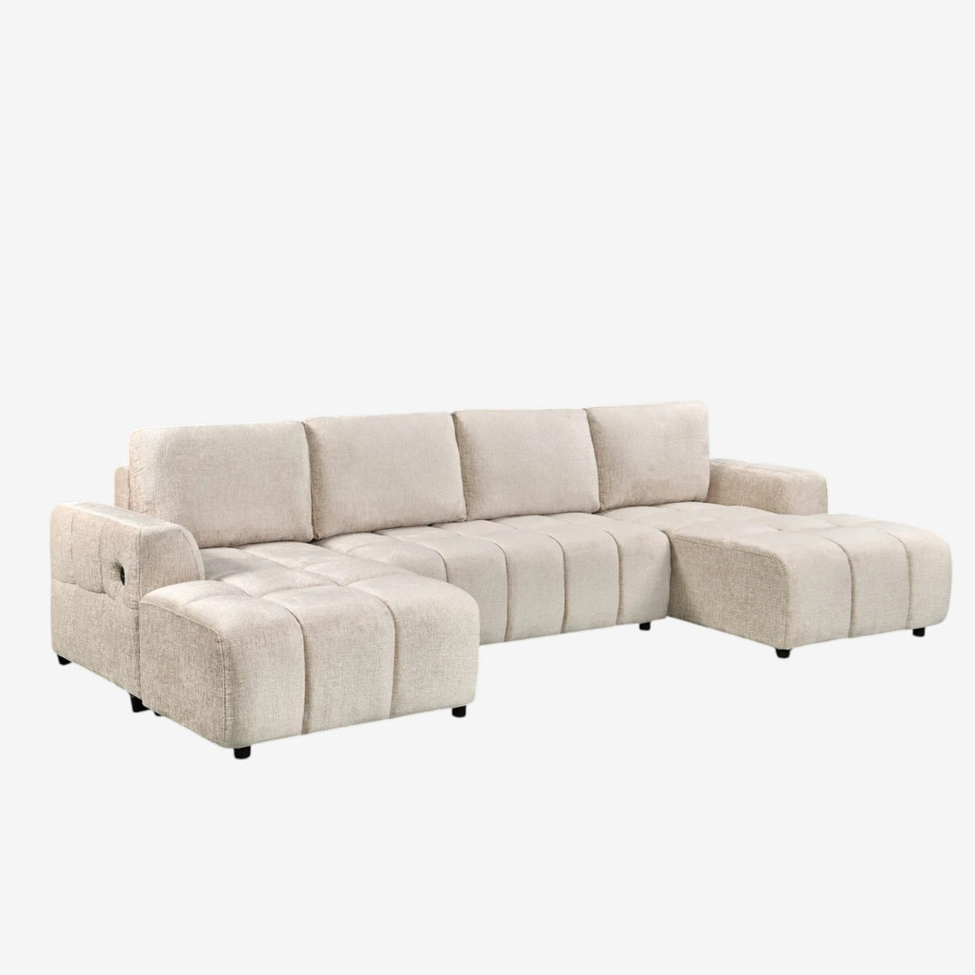 Modrest 3-Piece Sectional Sofa Bed In Fabric Upholstery - Beige