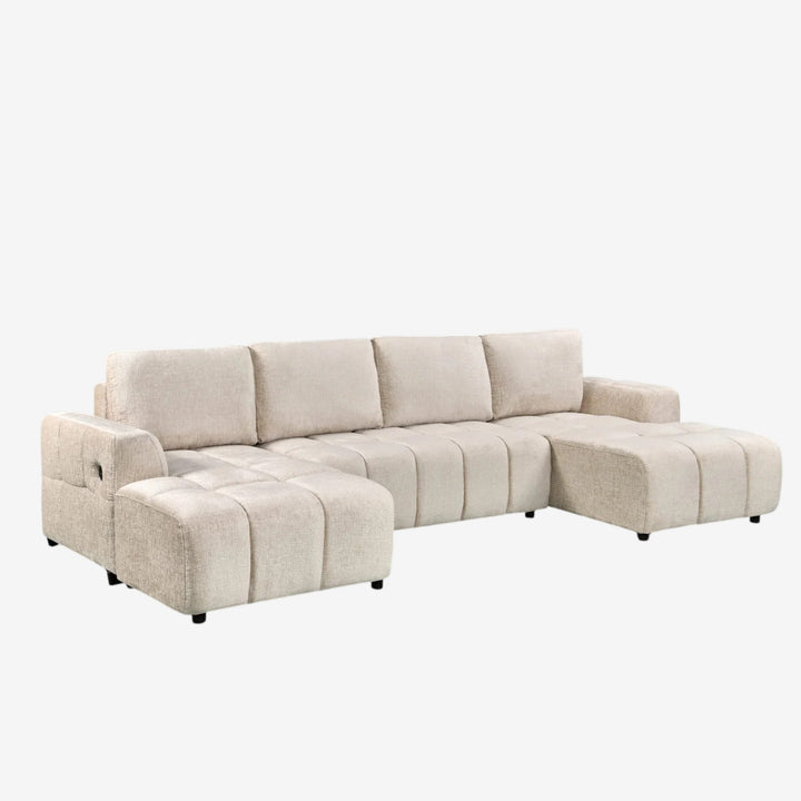 Modrest 3-Piece Sectional Sofa Bed In Fabric Upholstery - Beige
