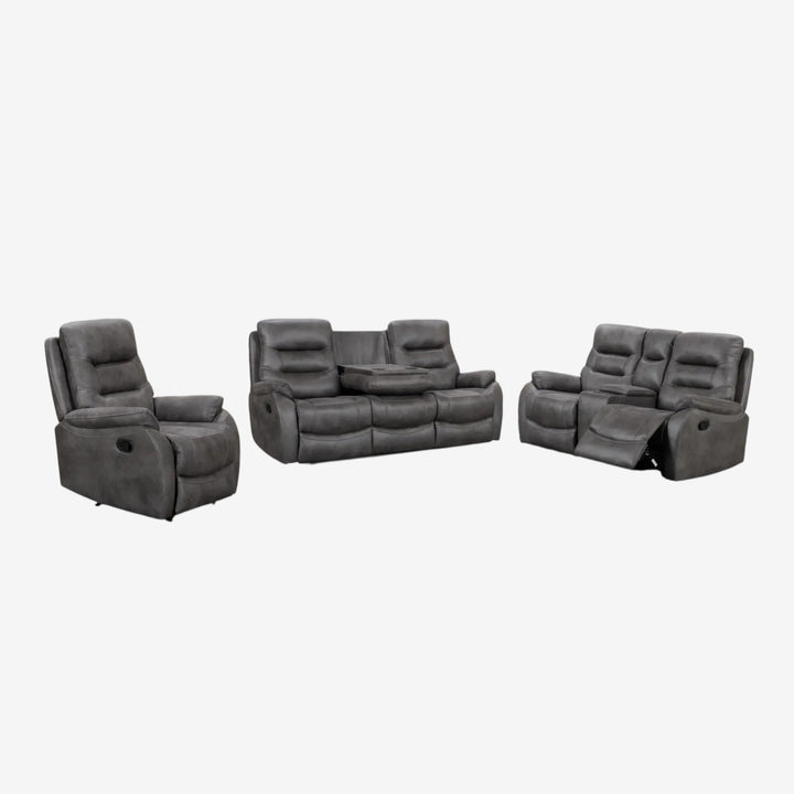 Silar 3-Piece Power Recliner Set In Leather Gel Upholstery - Grey