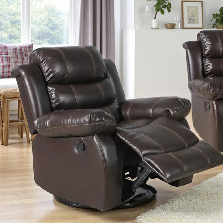 Sierra 3-Piece Manual Recliner Set In Air-Leather Upholstery - Brown