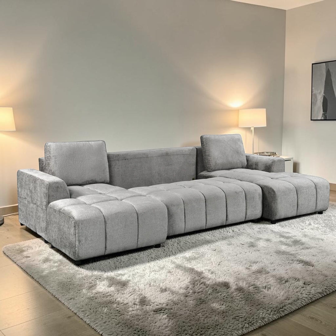 Modrest 3-Piece Sectional Sofa Bed In Fabric Upholstery - Graphite