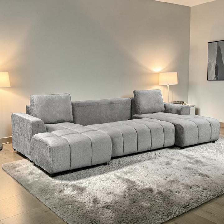 Modrest 3-Piece Sectional Sofa Bed In Fabric Upholstery - Graphite