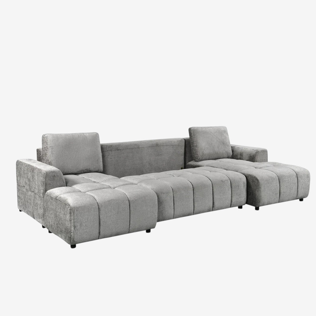 Modrest 3-Piece Sectional Sofa Bed In Fabric Upholstery - Graphite