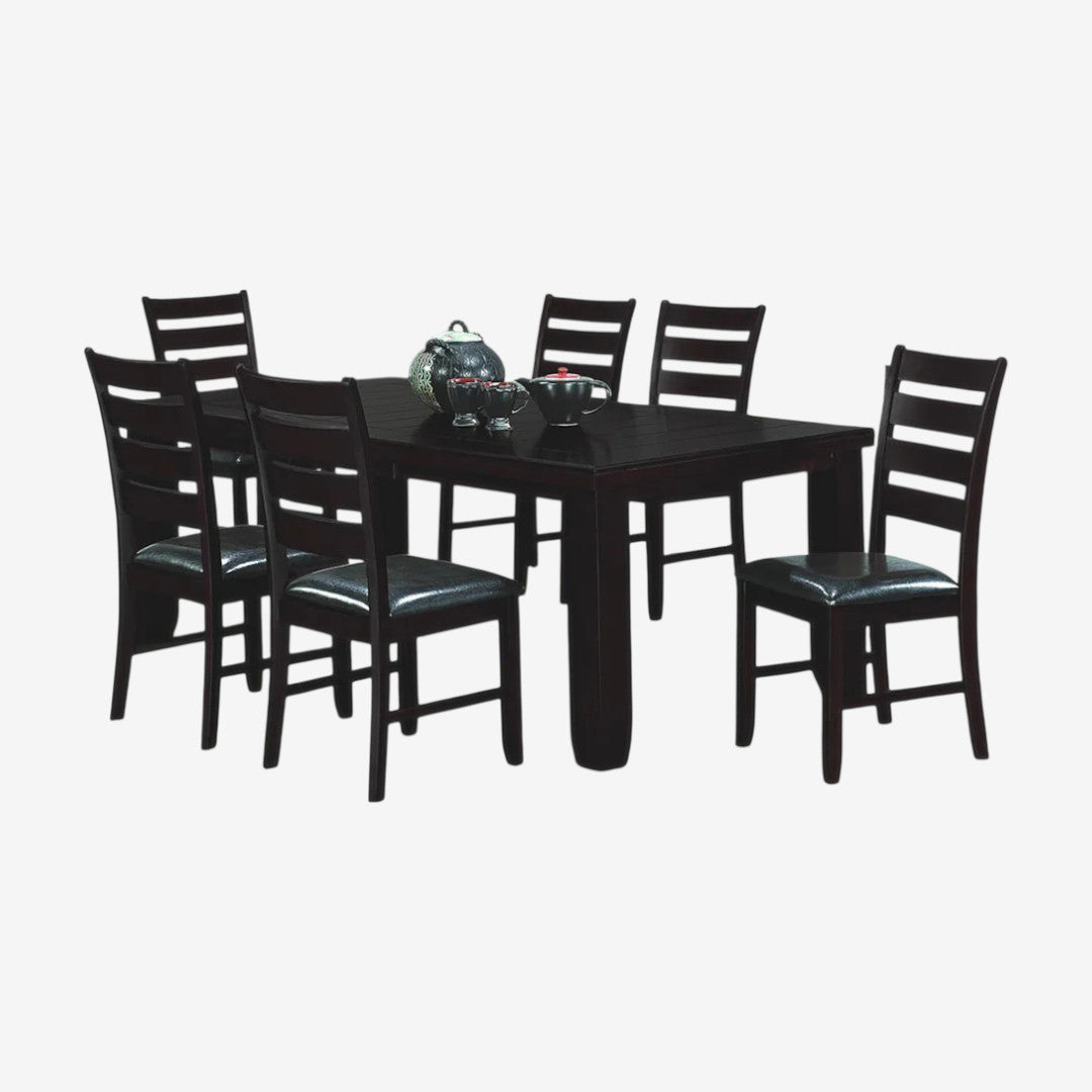 Bliss Wooden Dining Table Set For 6 With Extendable Table - Espresso