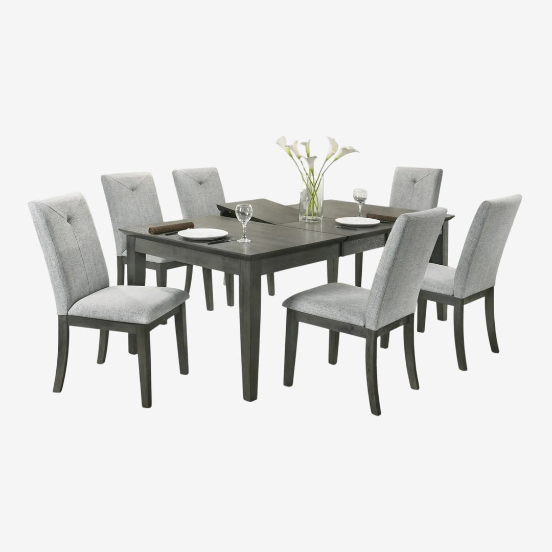 Marvin Wooden Dining Table Set For 6 With Extendable Table - Grey