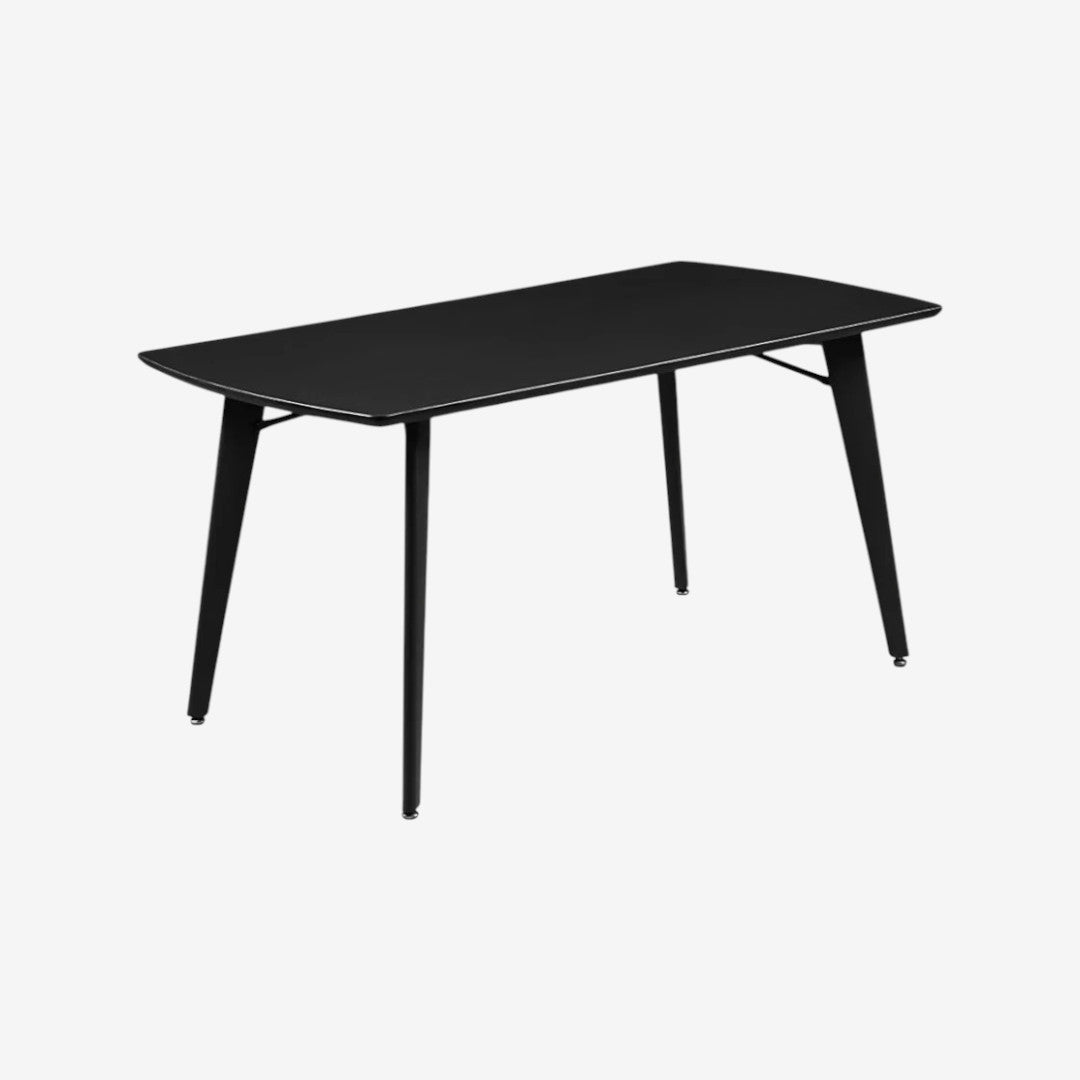Leda Dining Table Set For 4 With Leather Upholstered Chairs - Black/ Saddle