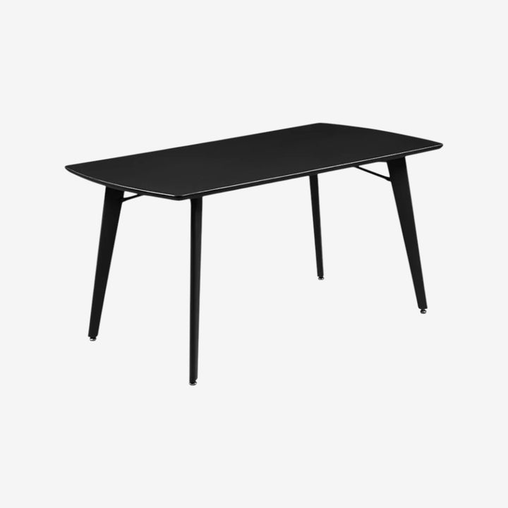 Leda Dining Table Set For 4 With Leather Upholstered Chairs - Black/ Saddle