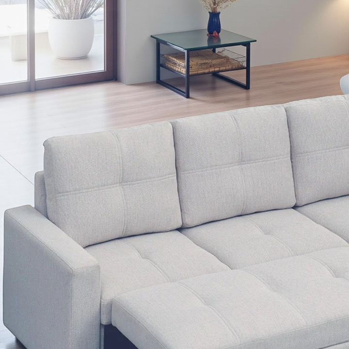 Apollo Reversible Sectional Sofa Bed - Grey | Storage Chaise, USB Charging & Fabric Upholstery
