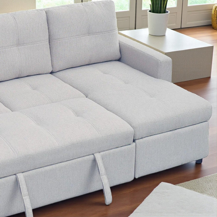 Apollo Reversible Sectional Sofa Bed - Grey | Storage Chaise, USB Charging & Fabric Upholstery