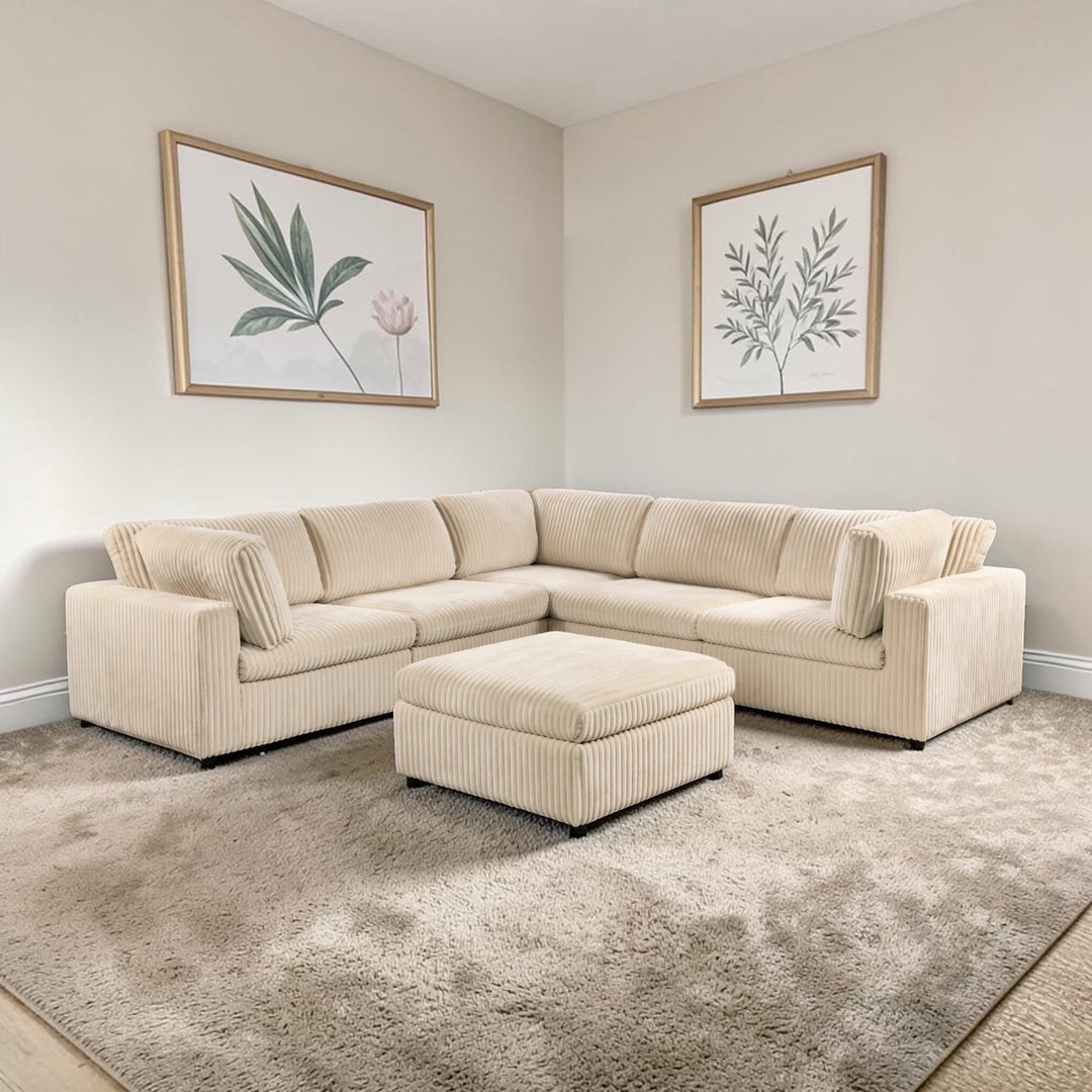 Bloom 6-Piece Modular Sectional Sofa In Fabric Upholstery - Beige