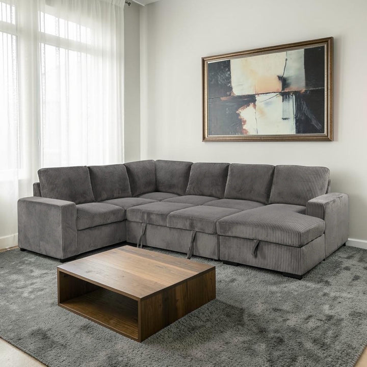 Billy RAF Sectional Sofa Bed In Fabric Upholstery - Grey
